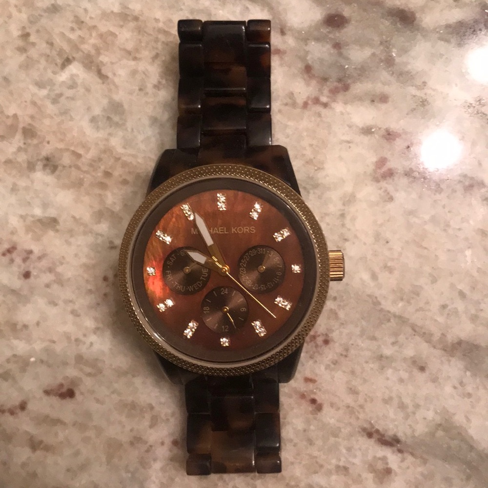 tortoise shell michael kors watch